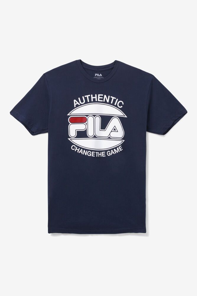 Fila Change The Game Navy T-Shirt Mens - NZ 10856-ONWX